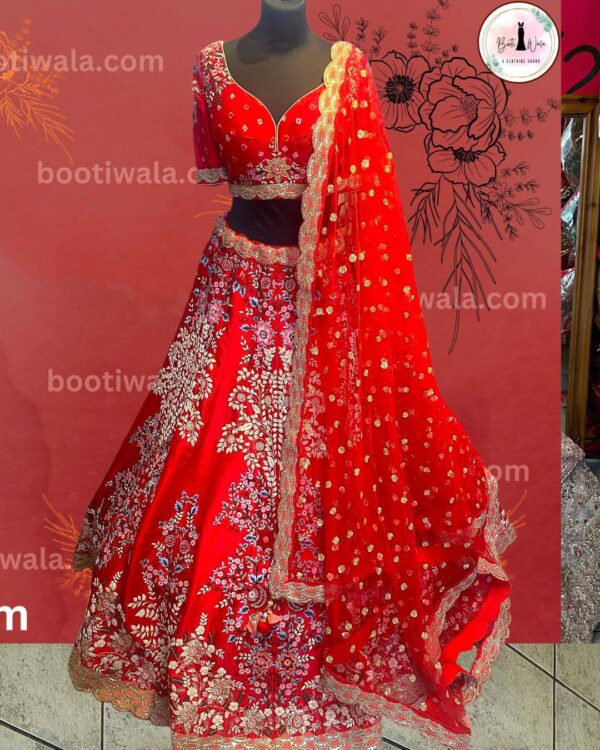 Red Party Wear Silk Lehenga Choli