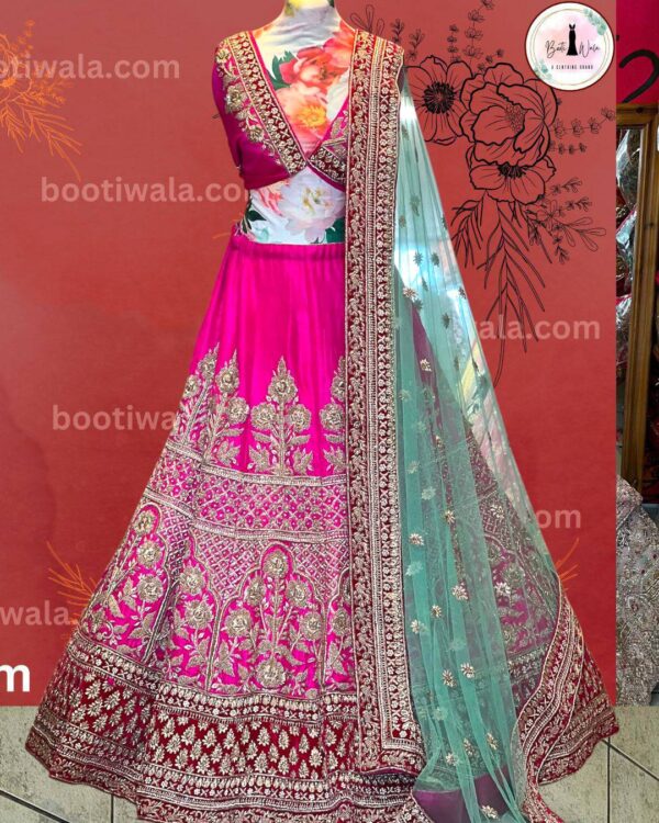 Pink Velvet Designer Lehenga Choli