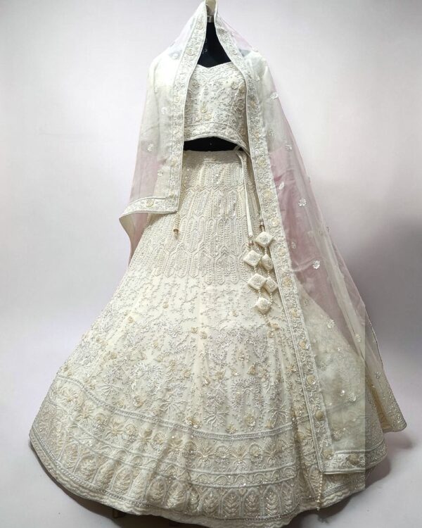 Off White Party Wear Latest Lehenga Design