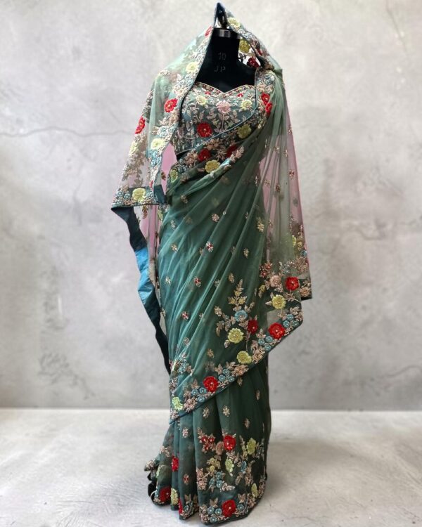 Organza Silk Floral Designer Saree