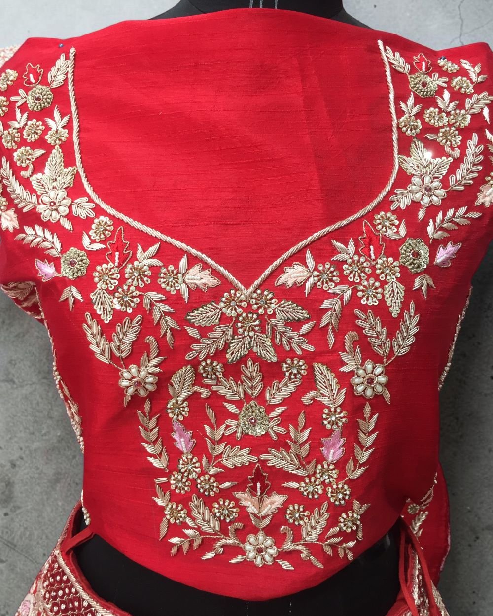 Red Silk Heavy Zari Embroidered Bridal Lehenga Choli Set with Net Dupatta