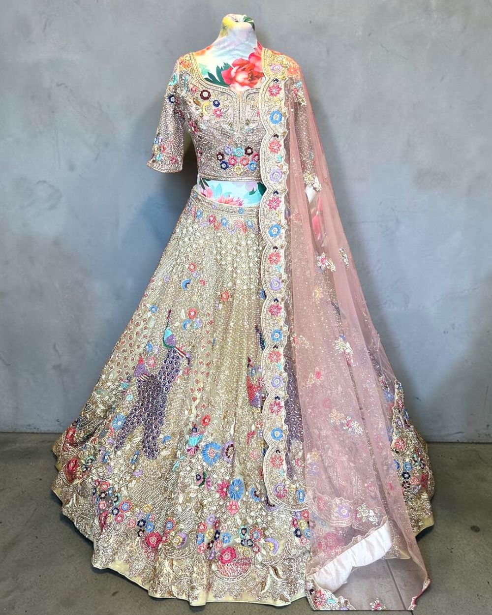 Peacock Hand Emblished Designer Lehenga Choli Set
