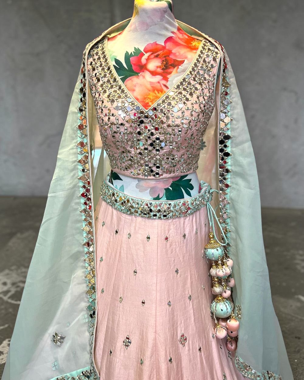 Mirror Design Silk Party Wear Lehenga Choli Set