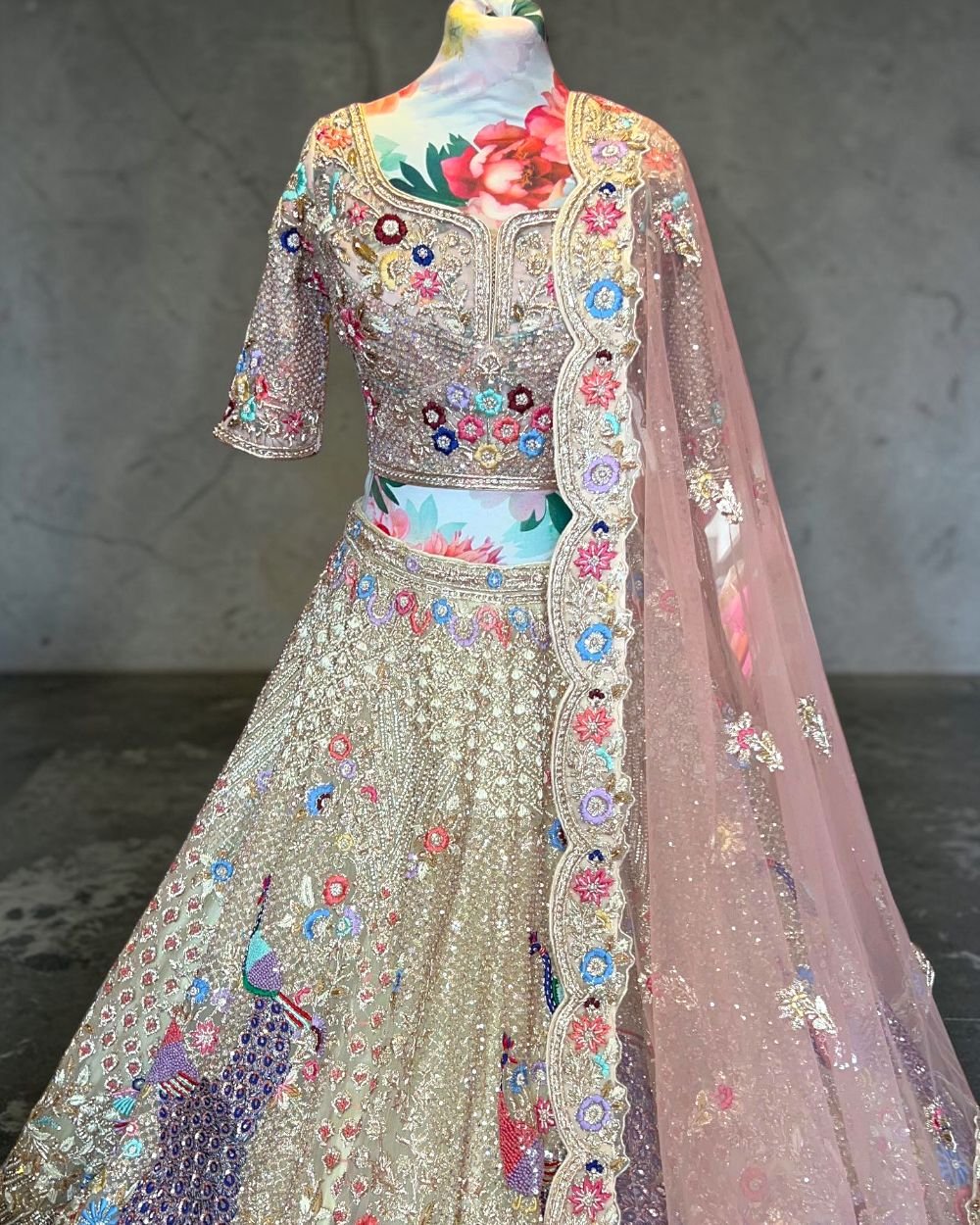 Peacock Hand Emblished Designer Lehenga Choli Set